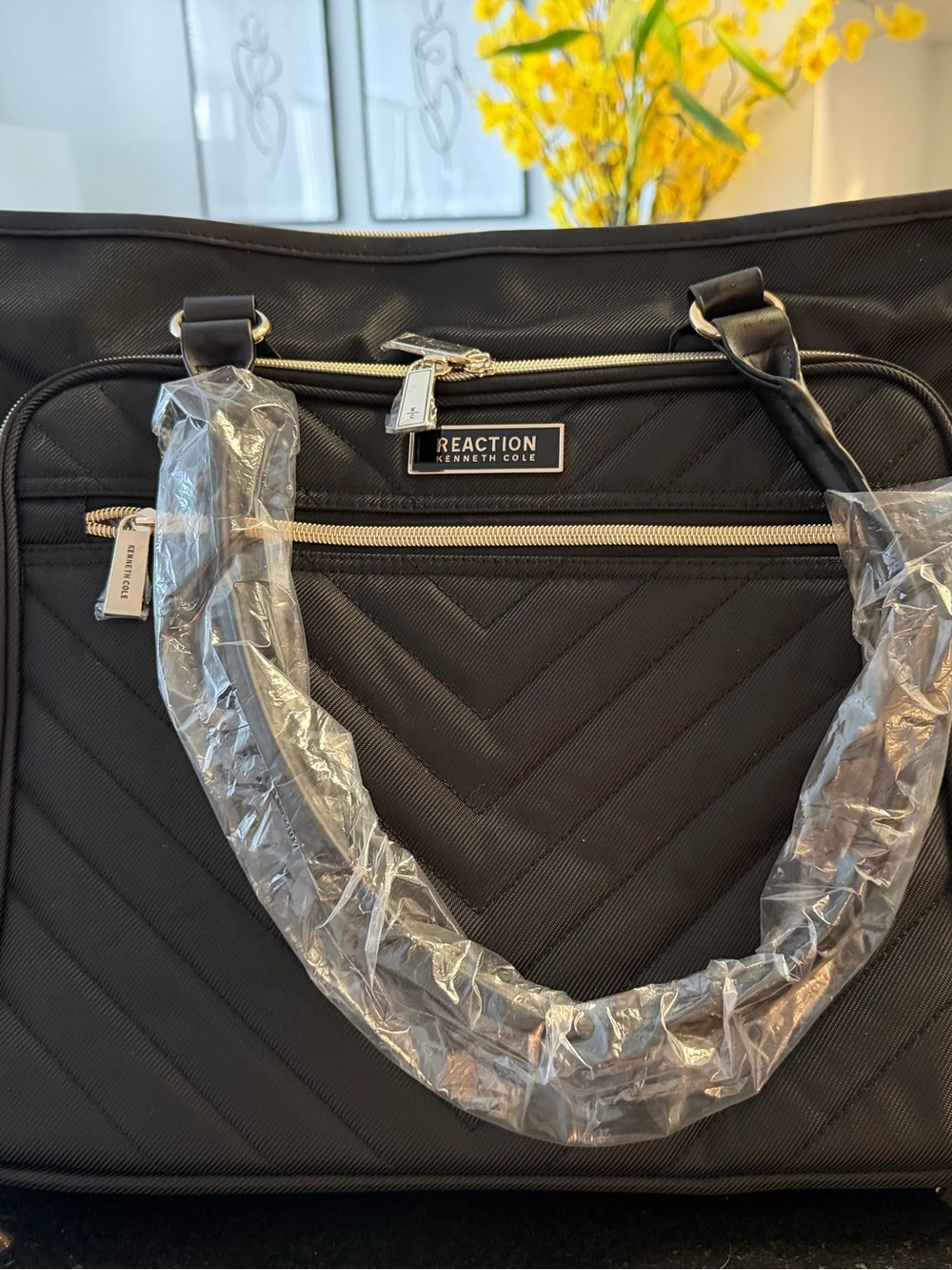 Kenneth Cole Reaction Black Quilted Travel Laptop and Tablet Tote